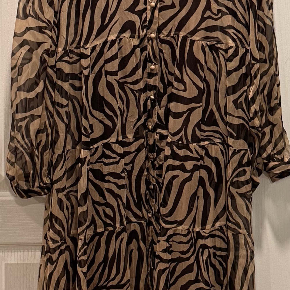 Johnny Was Zebra Print Dress - Black and Tan